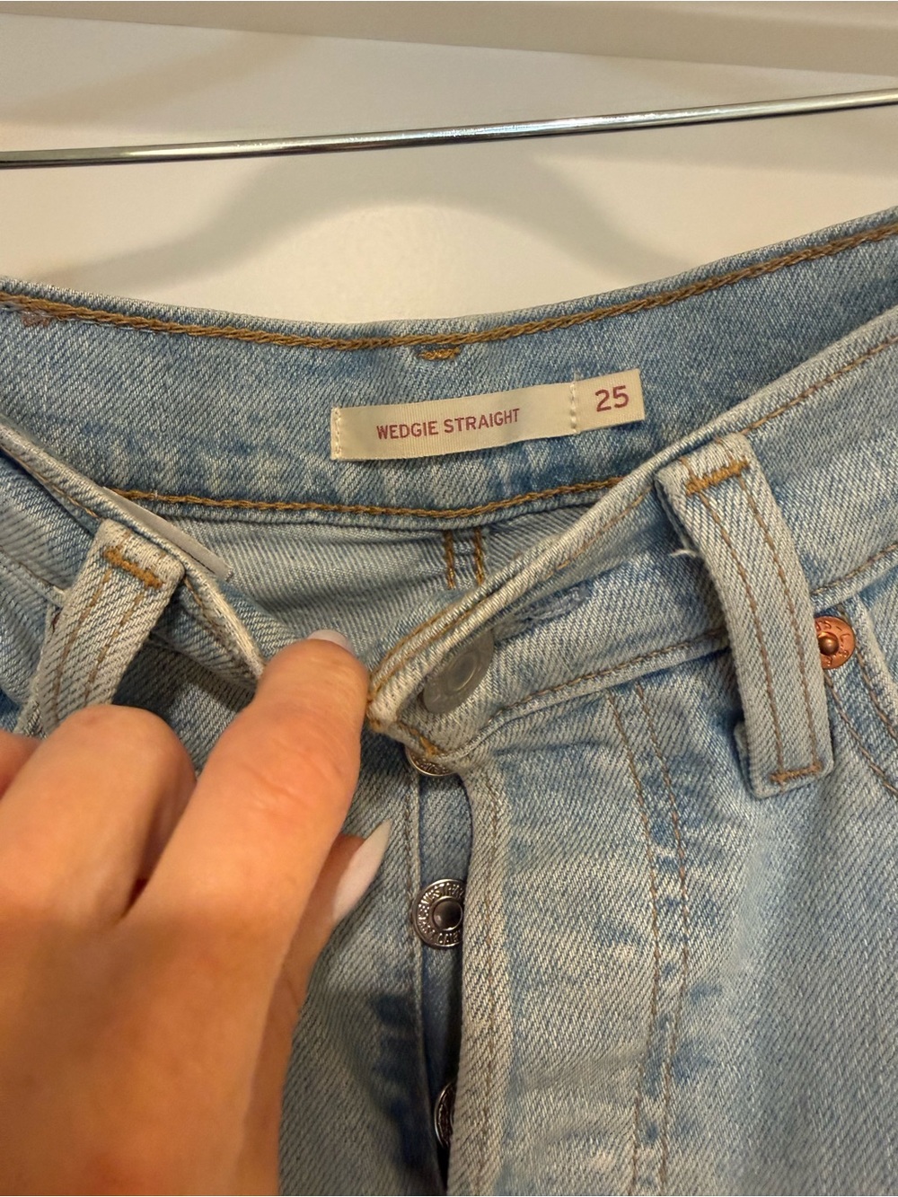 Levi's Light Blue Distressed Straight-Leg Women's Jeans - Picture 3 of 4